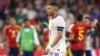 France's forward #10 Kylian Mbappe reacts after losing the UEFA Euro 2024 semi-final football match between Spain and France at the Munich Football Arena in Munich on July 9, 2024. (Photo by FRANCK FIFE / AFP)