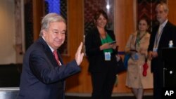 Sekrete Jeneral Nasyonzuni Antonio Guterres rive an katye jeneral LONU 18 Sept. 2023. 