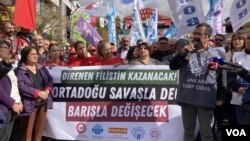 DİSK, KESK, TMMOB ve TTB İsrail'i hastane bombalanmasından sorumlu tutarak protesto etti