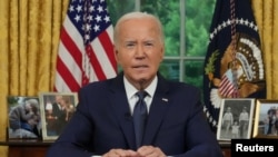 Foto Avhic: PrezidanJoe Biden pwononse yon diskou pou nasyon an depi Biwo Oval Lamezonblanch la, 14 Jiye, 2024. 