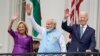 Premye Dam Etazini Jill Biden, Premye Minis Endyen Narendra Modi ak Prezidan Joe Biden pandan seremoni akey sou Gazon Sid Lamezonblanch la, 22 Jyen 2023. 