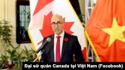 Đại sứ Canada tại Việt Nam - Shawn Steil - phát biểu tại Lễ Kỷ niệm 5 năm Đối tác toàn diện Việt Nam - Canada vào ngày 8/11/2022.