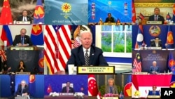 Tổng thống Hoa Kỳ Joe Biden tham dự trực tuyến Thượng đỉnh ASEAN - Đông Á tháng 10-2021.