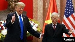 Tổng thống Hoa Kỳ Donald Trump và Tổng Bí thư -Chủ tịch nước Nguyễn Phú Trọng tại Hà Nội, ngày 27/2/2019.