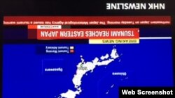 Đài Truyền hình Nhật Bản NHK đưa tin sóng thần ở Fukushima ngày 21/11/2016.