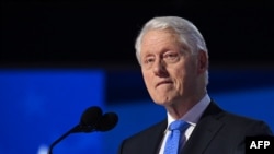 FILE - Former U.S. President Bill Clinton speaks on the third day of the Democratic National Convention at the United Center in Chicago, Illinois, on Aug. 21, 2024. 