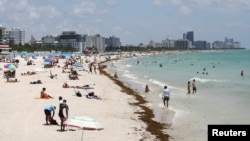 Bãi biển South Beach tại Miami, Florida, mở cửa trở lại (ảnh chụp ngày 10/6/2020). 