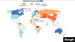 Chỉ số Dân chủ 2019 của Economist Intelligence Unit. Việt Nam xếp hạng 136/167 nước được khảo sát.