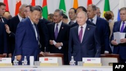 Hai ông Tập Cận Bình và Vladimir Putin gặp nhau tại hội nghị Thượng đỉnh khối BRICS hồi tháng 10