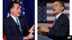 Ứng cử viên tổng thống đảng Cộng hòa Mitt Romney (trái), và Tổng thống Barack Obama 