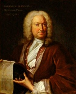 Chân dung Johann Bernouilli, sơn dầu Johann Rudolph Huber, treo tại đại học Basel.