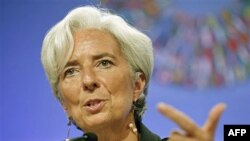 Tổng Giám đốc Quỹ Tiền tệ Quốc tế, bà Christine Lagarde, tại cuộc họp báo ở hội nghị thường niên IMF/World Bank tại trụ sở của IMF ở Washington, D.C., ngày 22 tháng 9, 2011.