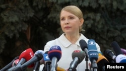 Bà Tymoshenko nói chuyện tại một cuộc họp báo ở Kyiv, 27/3/14