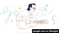 Hình ảnh Trịnh Công Sơn trên Google Doodle nhân kỷ niệm 80 năm ngày sinh của ông hôm 28/2.