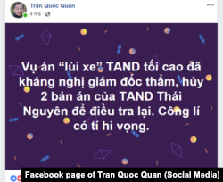 Facebooker Trần Quốc Quân thận trọng nhận xét về quyết định mới của tòa đối với vụ của lái xe Lê Ngọc Hoàng