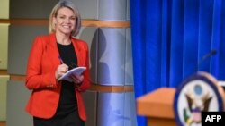 Bà Heather Nauert trong vị trí phát ngôn viên Bộ Ngoại giao Mỹ