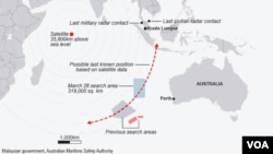 Khu vực tìm chiếc máy bay 370 của hãng hàng không Malaysia Airlines bị mất tích chuyển hướng, 28/3/14