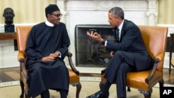 Tân Tổng thống Nigeria Muhammadu Buhari gặp Tổng thống Hoa Kỳ Barack Obama tại Tòa Bạch Ốc hôm 20/7/2015.