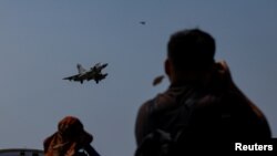 Taiwan Air Force Mirage 2000 aircraft prepare to land at Hsinchu Air Base in Hsinchu