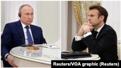 Russia, Moscow, russian president Vladimir Putin and french president Emmanuel Macron