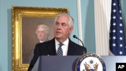 Ngoại trưởng Rex Tillerson phát biểu khi công bố phúc trình tự do tôn giáo quốc tế thường niên.