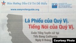 Tài liệu hướng dẫn cử tri tham gia bầu cử bằng tiếng Việt. (Ảnh: Bùi Văn Phú)