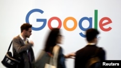 Logo của Google tại một hội nghị về khởi nghiệp và công nghệ Viva Tech ở Paris, Pháp, ngày 25 tháng 5, 2018