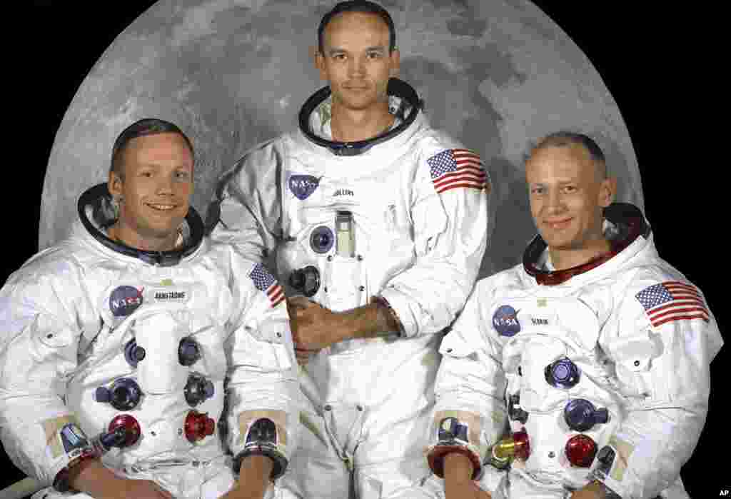 To&aacute;n phi h&agrave;nh tr&ecirc;n phi thuyền Apollo 11 gồm c&oacute; Neil Armstrong, (Tr&aacute;i) , Edwin &quot;Buzz&quot; Aldrin, (Phải), v&agrave; Michael Collins, (Giữa).&nbsp; Th&aacute;ng 5, 1969 (ảnh NASA)