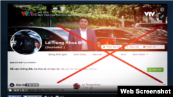 Trang Facebook của nhà báo Lê Trung Khoa. Chụp từ màn hình của VTV.