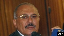 Tổng thống Yemen Ali Abdullah Saleh phát biểu với báo chí tại thủ đô Sanaa ngày 22/5/2011