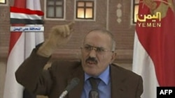 Tổng thống Yemen Ali Abdullah Saleh đọc diễn văn trên đài truyền nhà nước hôm 8/10/11