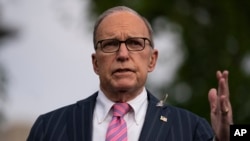 Cố vấn kinh tế của Tổng thống Donald Trump, ông Larry Kudlow nói chuyện với các phóng viên tại Tòa Bạch Ốc ngày 7/4/2020.