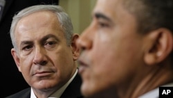 Tổng thống Obama gặp Thủ tướng Israel Benjamin Netanyahu tại phòng Bầu Dục của Tòa Bạch Ốc ngày 5/3/2012