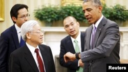 Tổng bí thư Nguyễn Phú Trọng và Tổng thống Mỹ Barack Obama trong chuyến thăm Mỹ năm 2015.