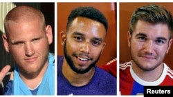 Spencer Stone (trái), Anthony Sadler (giữa) và Alek Skarlatos (phải)