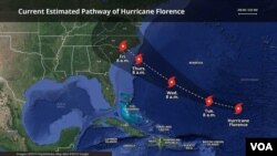 Projected path of Hurricane Florence, Sept. 11, 2018.