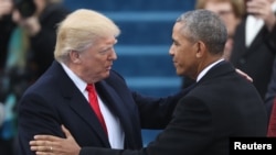 Tổng thống Donald Trump và cựu Tổng thống Obama hôm 20/1.