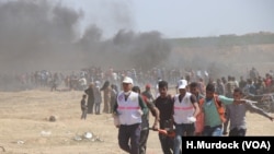 Biểu tình tại Gaza chống việc Mỹ mở tòa đại sứ tại Jerusalem, ngày 14/5/ 2018.