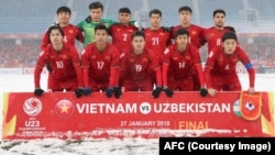 U23 Việt Nam trong trận gặp Uzbekistan hôm 27/1.