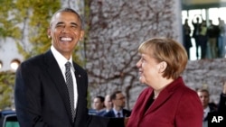 Thủ tướng Đức Angela Merkel gặp Tổng thống Mỹ Barack Obama trước thềm cuộc họp đa phương tại Berlin ngày 18/11/2016.