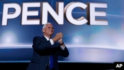 Ứng viên phó tổng thống của đảng Cộng hòa, Mike Pence, tại đại hội toàn quốc đảng Cộng hòa ở Cleveland, 20/7/2016.