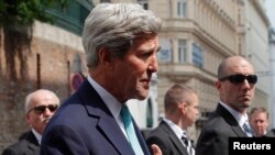 Ngoại trưởng Mỹ John Kerry phát biểu tại Vienna, ngày 13/7/2014. 