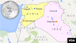 Bản đồ khu vực Iraq và Syria.