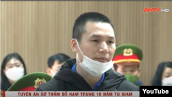 Ông Đỗ Nam Trung tại phiên sơ thẩm ngày 16/12/2021 ở Nam Định. Photo YouTube ANTV