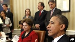 Tổng thống Hoa Kỳ Barack Obama tiếp Tổng thống Brazil Dilma Roussef tại Tòa Bạch Ốc 