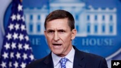 Ông Michael Flynn trong một cuộc họp báo ở Nhà Trắng khi còn là Cố vấn an ninh quốc gia