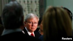 Thủ tướng Australia Kevin Rudd trong một cuộc họp báo ở Sydney. 