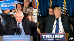 Ứng viên tổng thống của đảng Dân chủ Bernie Sanders và ứng viên tổng thống đảng Cộng hoà Donald Trump.