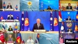 Thủ tướng Úc Scott Morrison phát biểu trực tuyến tại Hội nghị Thượng đỉnh ASEAN-Australia, do chủ tịch ASEAN Brunei tổ chức tại Bandar Seri Begawan hôm 27/10.