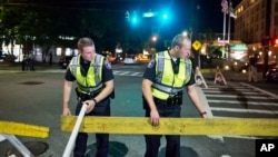 Police close off a section of Calhoun Street near the Emanuel AME Church following a shooting in Charleston, S.C., June 17, 2015.